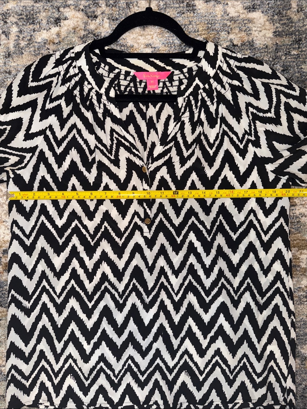 Lilly Pulitzer Black & White Chevron Blouse - Picture 9 of 10